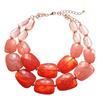 Irregular Acrylic Beaded Double-layer Necklace for Women Exaggerated Clavicle Chain Holiday Accessories