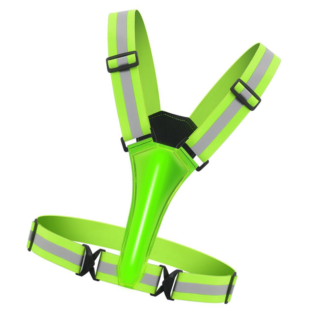 Led Reflective Running Vest Light with Strap High Visibility Up to 300m Elastic Fabric for Adults Kids