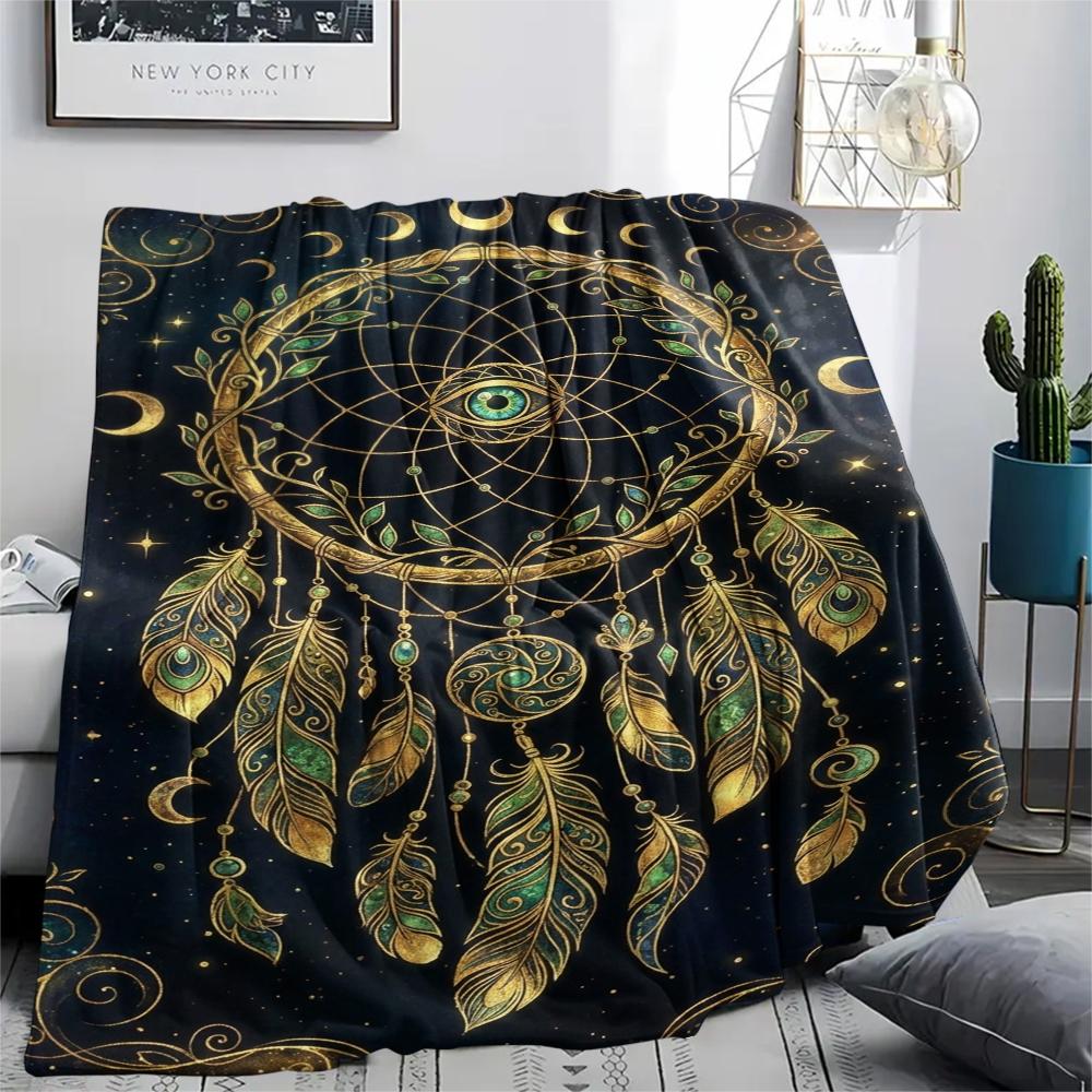 1Pc Dreamcatcher Print Flannel Blanket, High Quality Comfortable for All Seasons, Home Decor, Warmth and Comfort, Perfect for Christmas Gifts W92