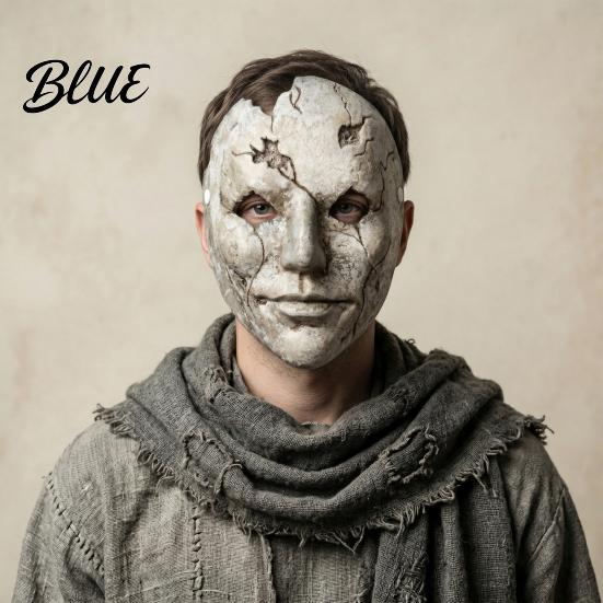 Masque de Fête d'Halloween Effrayant Masque Visage Fissuré Horreur Respirant Léger Mousse Trous pour les Yeux Style Vintage Effrayant avec Sangle Réglable Accessoires,