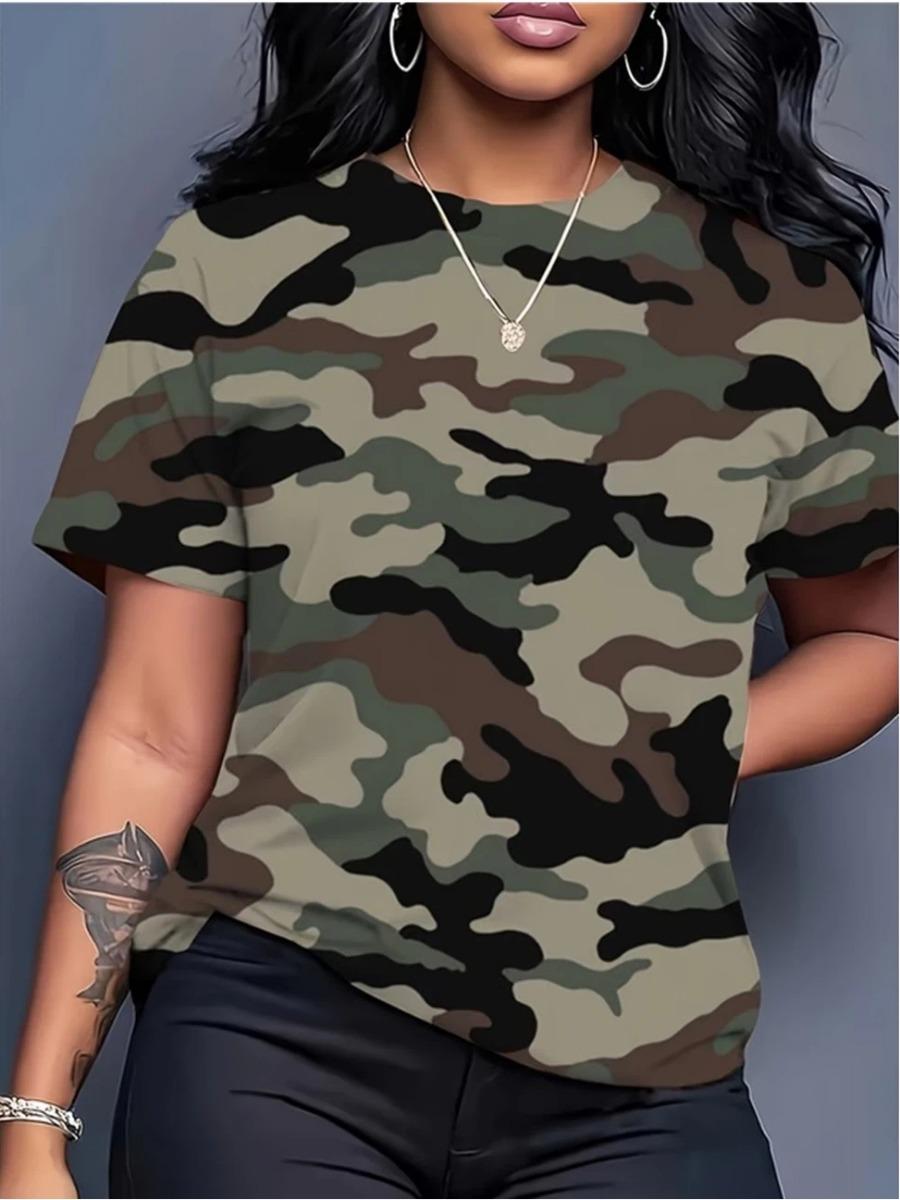 

Vibrant Pink Camo 3D Print Women T-shirt—bold, Feminine Style Eye-catching Casual Look That 6XL