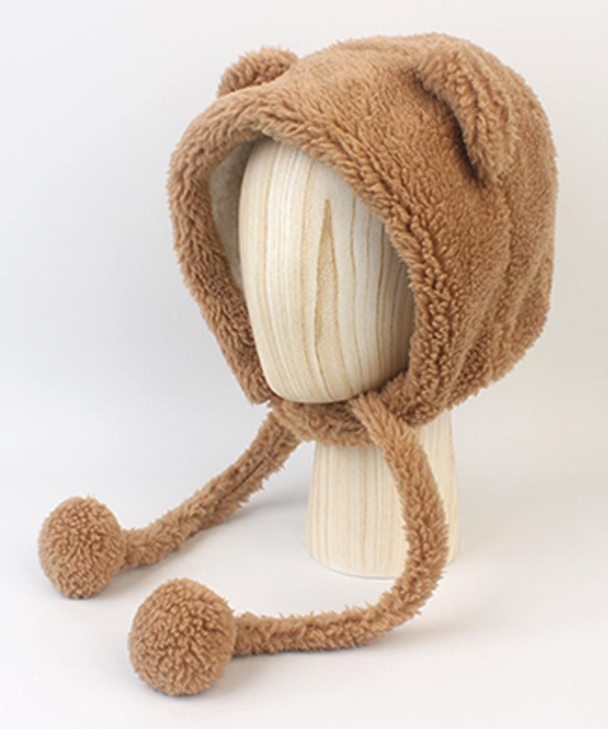 Yunibeosyeolkemiseuteuli Bear Bold Fleece Brown Bonnet Hat