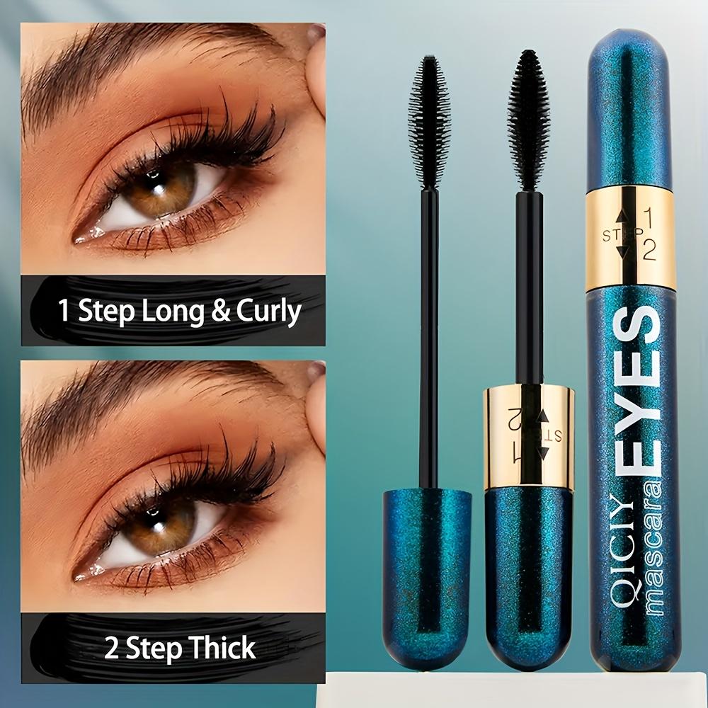 4D Fiber Lash Mascara & Primer, False Lashes Effect, 2-in-1 Curling and Lengthening MascaraWaterproof, Clump-Free, 24H Wear
