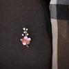 Blucome Enamel Pink Flowers Plant Brooches Simulated Rhinestone Cherry Blossoms Wedding Brooch Pins