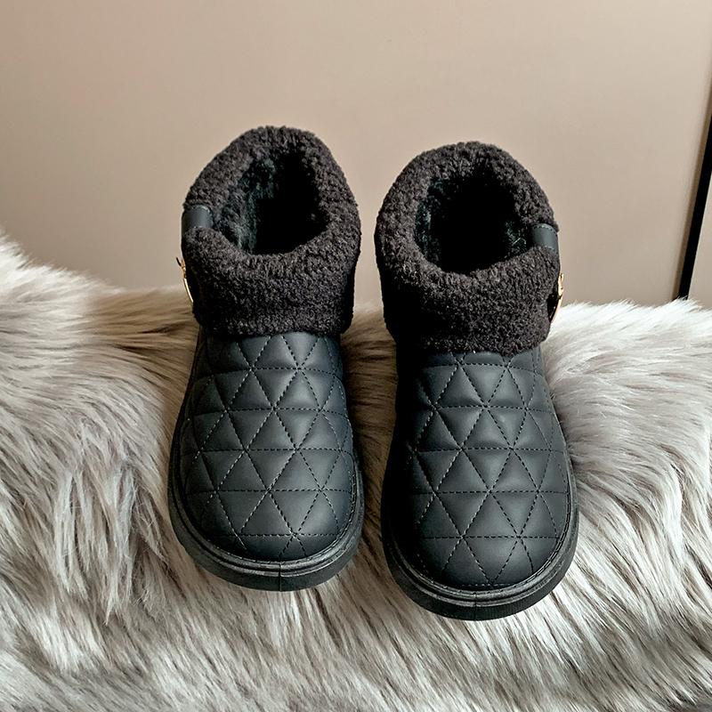 Modne Damskie Zimowe Ocieplane Bawełniane Buty Krótkie Kalosze Nowy Styl 2024 Śniegowce Zintegrowane Buty z Futrem