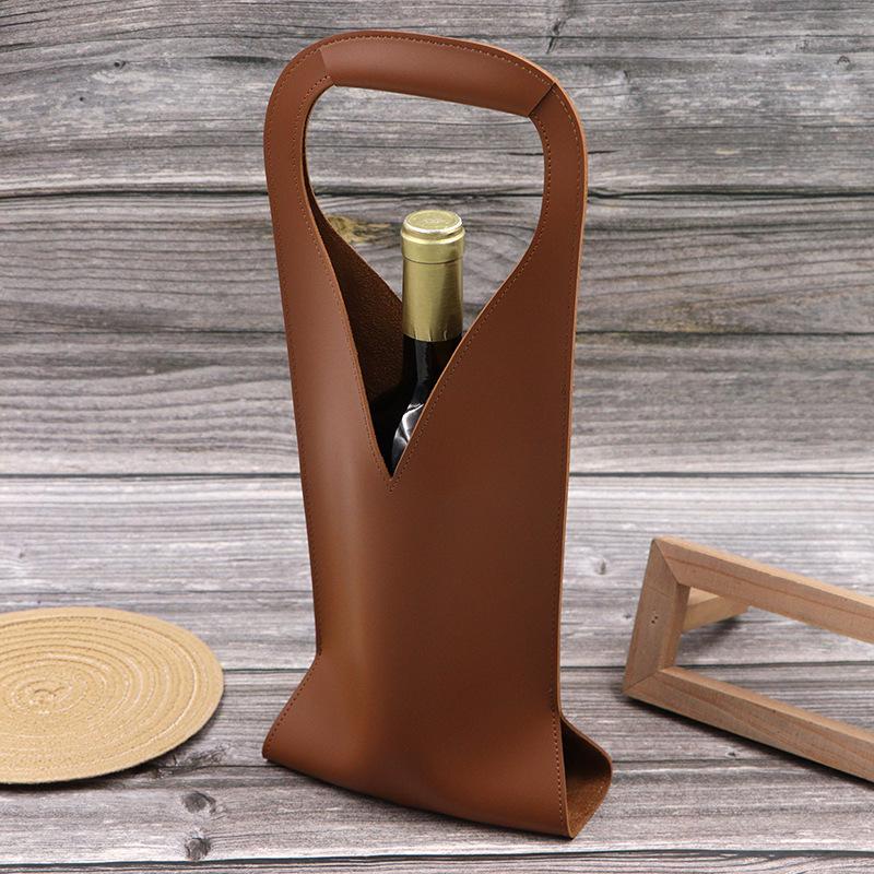Retro PU Leather Red Wine Bag - Holiday Gift for Elders