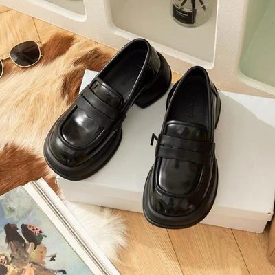 Size 35-42, Large Size Women's Shoes 41 Fat Feet Platform British Style Student Small Leather Shoes Women's Ins Tide Spring Single Shoes