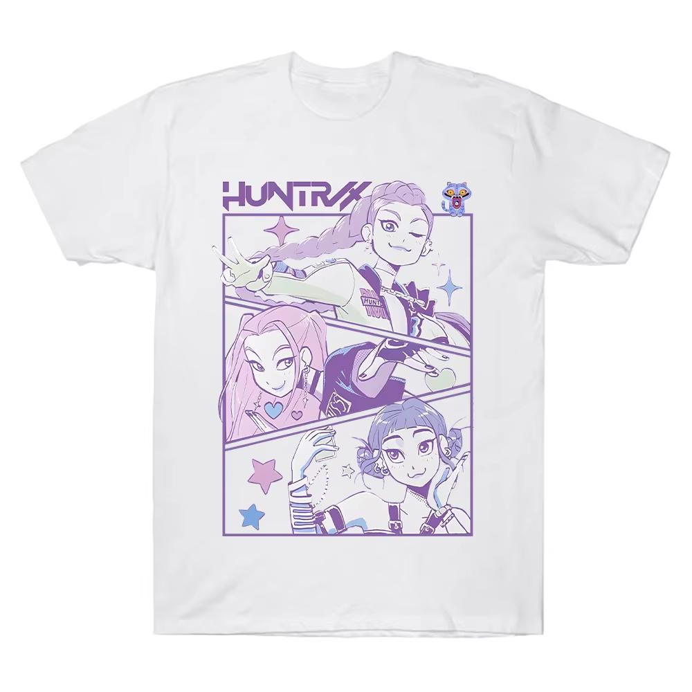 KPop Demon Hunters Print Graphic Cotton Women Tshirt Summer Y2K Men Clothes Hot Anime Aesthetic Short Sleeve Comfortable T-shirt