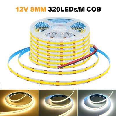 12V 24V COB LED Streifen Licht 320LEDs/M Hohe Dichte Flexible 8mm FOB Band Lichter 5M 10M RA90 Warm Natur Kalt Weiß Linear Band