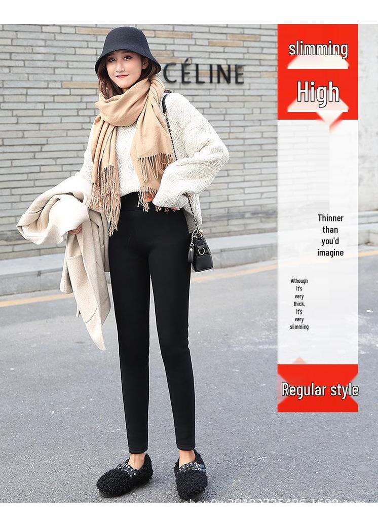 Women's Plus Size Fleece Lined Lambswool Leggings - Thick, Warm Cotton Pants for Autumn/Winter Wear