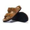 Fashion Matte Leather Summer Men's Cork Slippers Outdoor Couple Flat Bottomed Anti Slip Beach Sandals