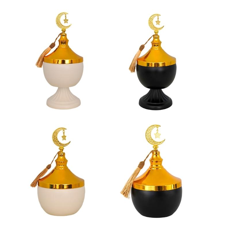 Decorative Ramadans Metal Candy Dish with Lid Islamic Party Tray For Seasonal Displays And Everyday Storage Purposes
