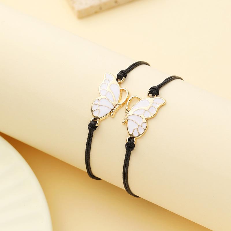Butterfly good friend wax rope weaving friendship holiday card bracelet woman