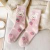 Comfortable and Warm Mink Fleece Socks for Autumn and Winter, Women's Warm Fleece Mid-calf Socks, Cartoon Soft and Versatile Casual Socks