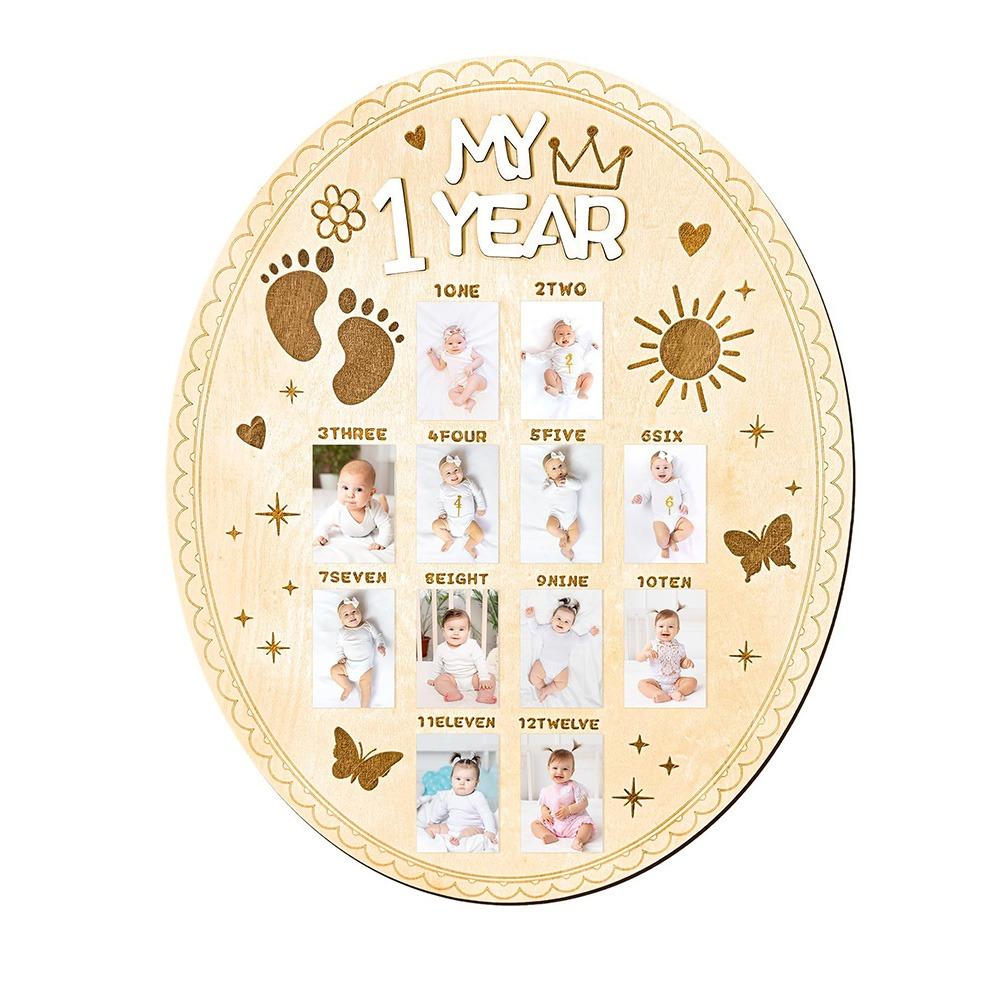 Bear/Egg/Door Shape Baby Milestone-Photo Frame Wood Board Photo Banner  Mothers Day Celebrations