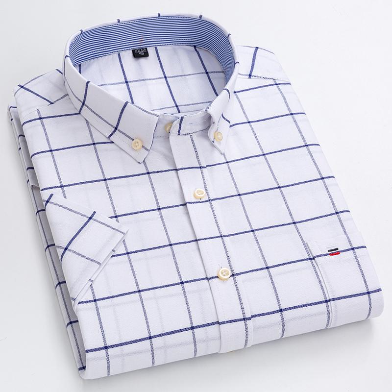 Camisa Oxford de Hombre 100% Algodón Manga Corta Nueva Alta Calidad Casual de Negocios Moda Hombre Tallas Grandes Formal S-7XL