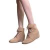 Cowhide version~ New niche lace-up Martin boots for women's small inner height-increasing round head suede rear zipper fashion boots