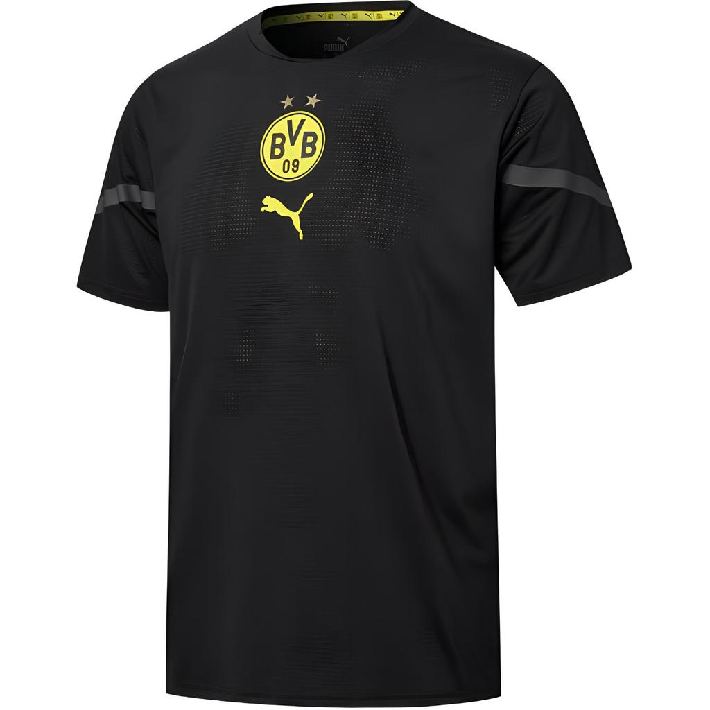 Puma Borussia Dortmund Logo Print Sport Round Neck Short Sleeve T-Shirt Unisex Tops Black 764297-02