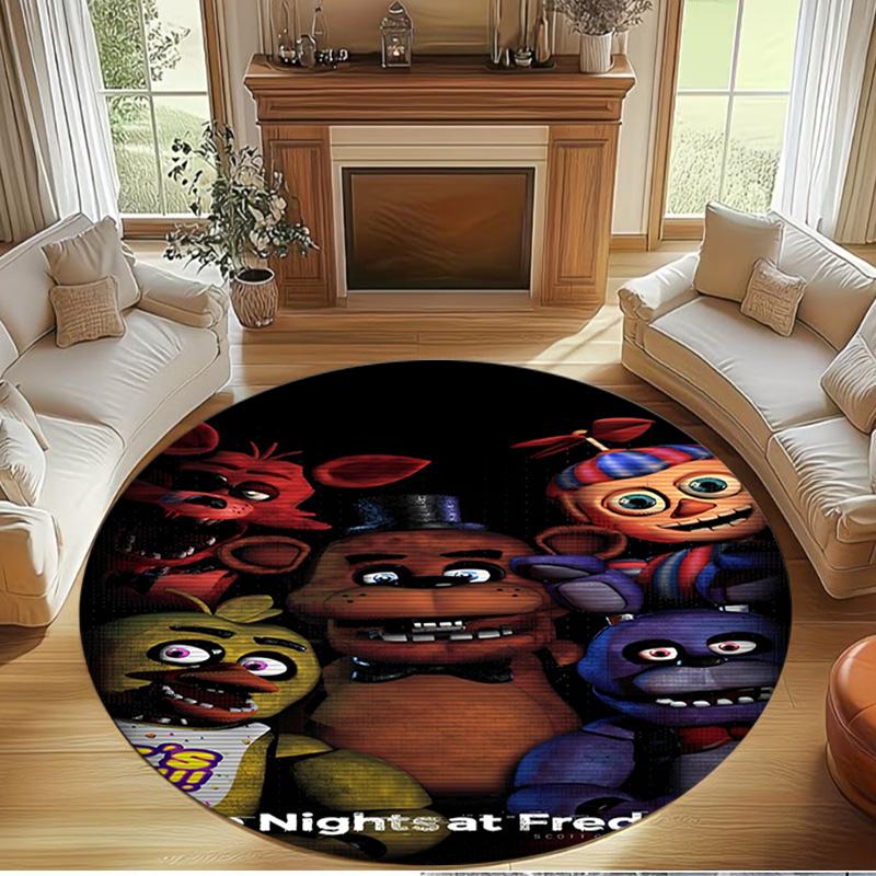 Five Nights at Freddy's Print Round Rug, Washable Floor Carpet, For Entryway Dorm Laundry Room Office Study, Home Decor Birthday Christmas Gift