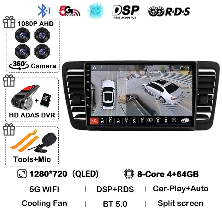 Android 14 Auto Carplay 4G+WiFi For Subaru Outback 3 Legacy 4 2003-2009 Car Radio Multimedia Video Player GPS 2din DVD Head Unit
