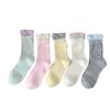 Ballet Style Sweet Flower Bud Socks Fake Two Pieces Of Color-Blocked Bow Stack Socks Cute Girl Versatile Socks