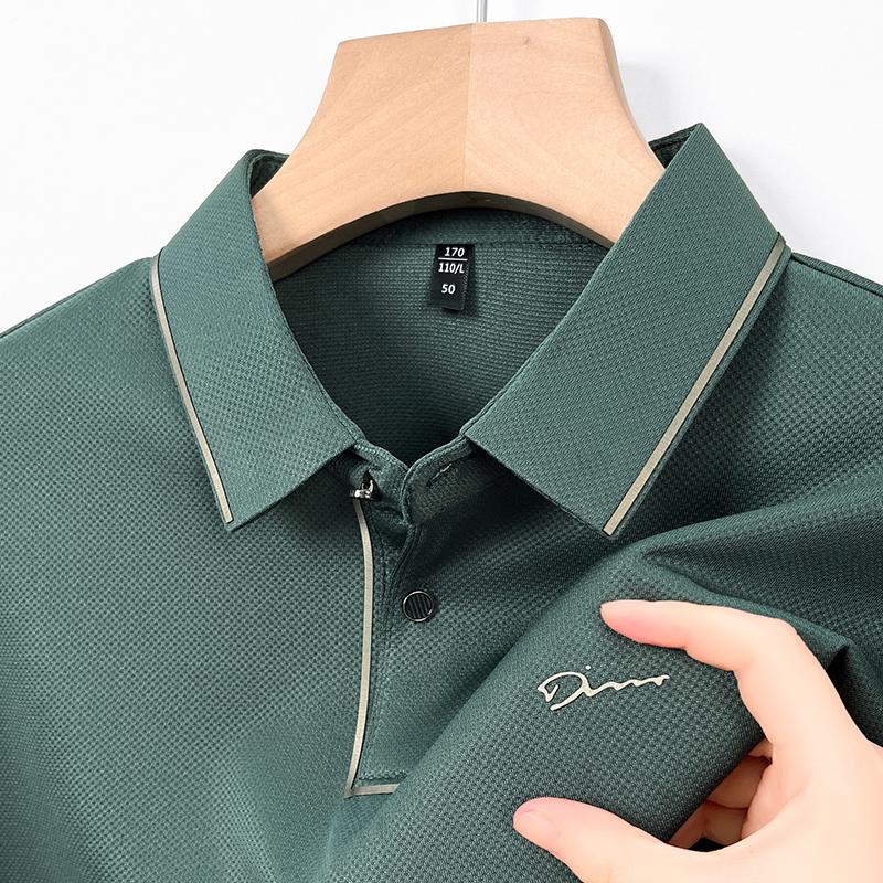 Solid Color Daily Casual Polo Shirt for Men, Comfortable and Breathable Business Thin Top, Youth Dad Outfit, Short Sleeved Men