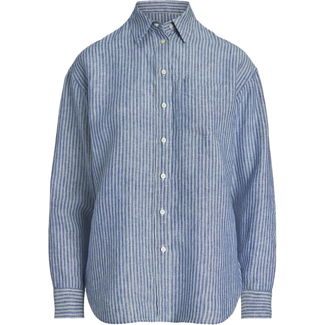 

Polo Ralph Lauren Рубашка женская свободного кроя в полоску с длинным рукавом Сине-белая 200932628-001 S