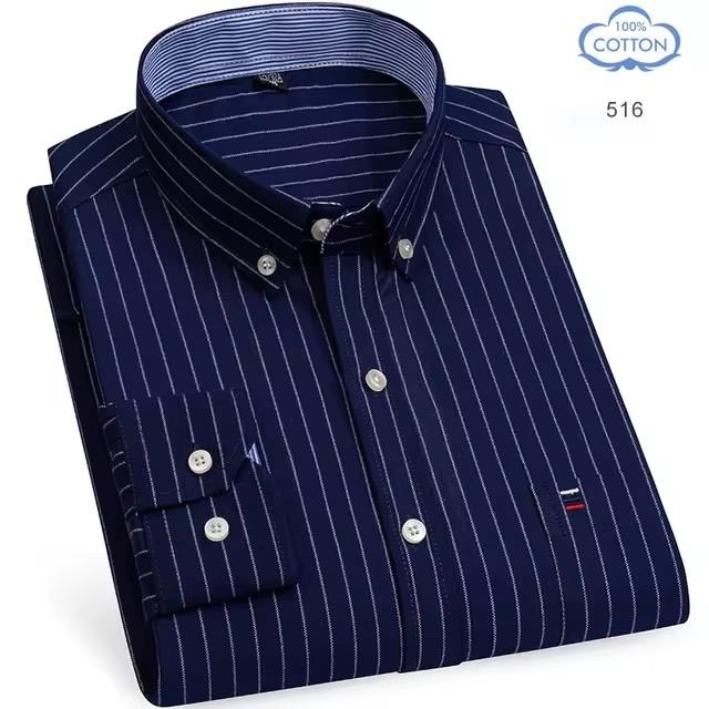 100% Reine Baumwolle Oxford Hemden für Herren Langarm Kariertes Hemd Gestreiftes Männliches Business Karriertes Rotes Hemd Herren Designer Kleidung 7XL