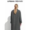 UR Women's Winter Lapel Bowknot Wool Blend Long Coat