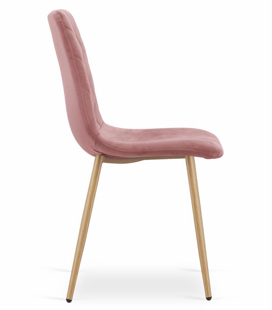 TURIN chair - pink velvet / wood color legs x 1