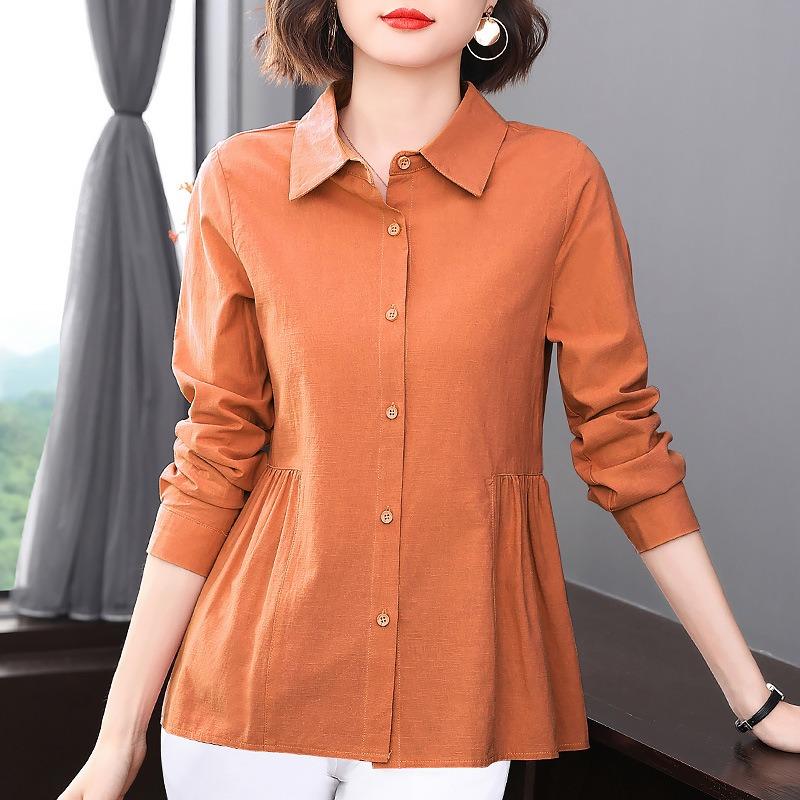 Spring and Autumn New Plus Size Women's Fashion Women's Loose Thin Shirts Long Sleeve Shirts Middle-aged Wholesale