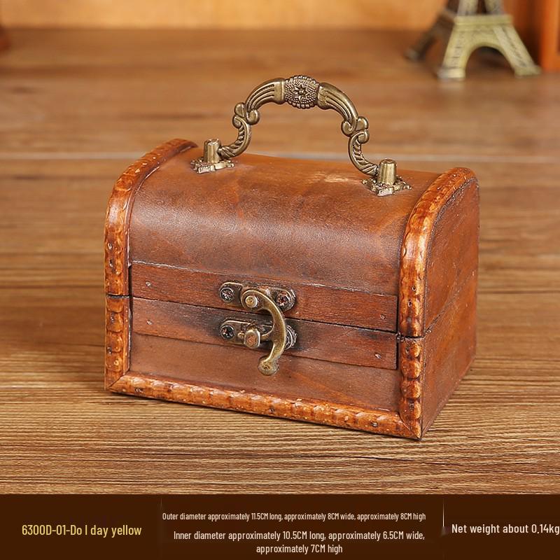 Vintage Gray Distressed Wooden Box with Combination Lock for Jewelry and Document Storage