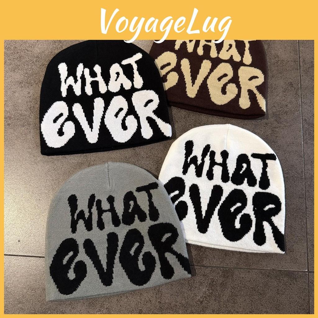 Lettered What Ever Knit Cap Unisex Cold Weather Outdoor Sport Daily Wear Travel