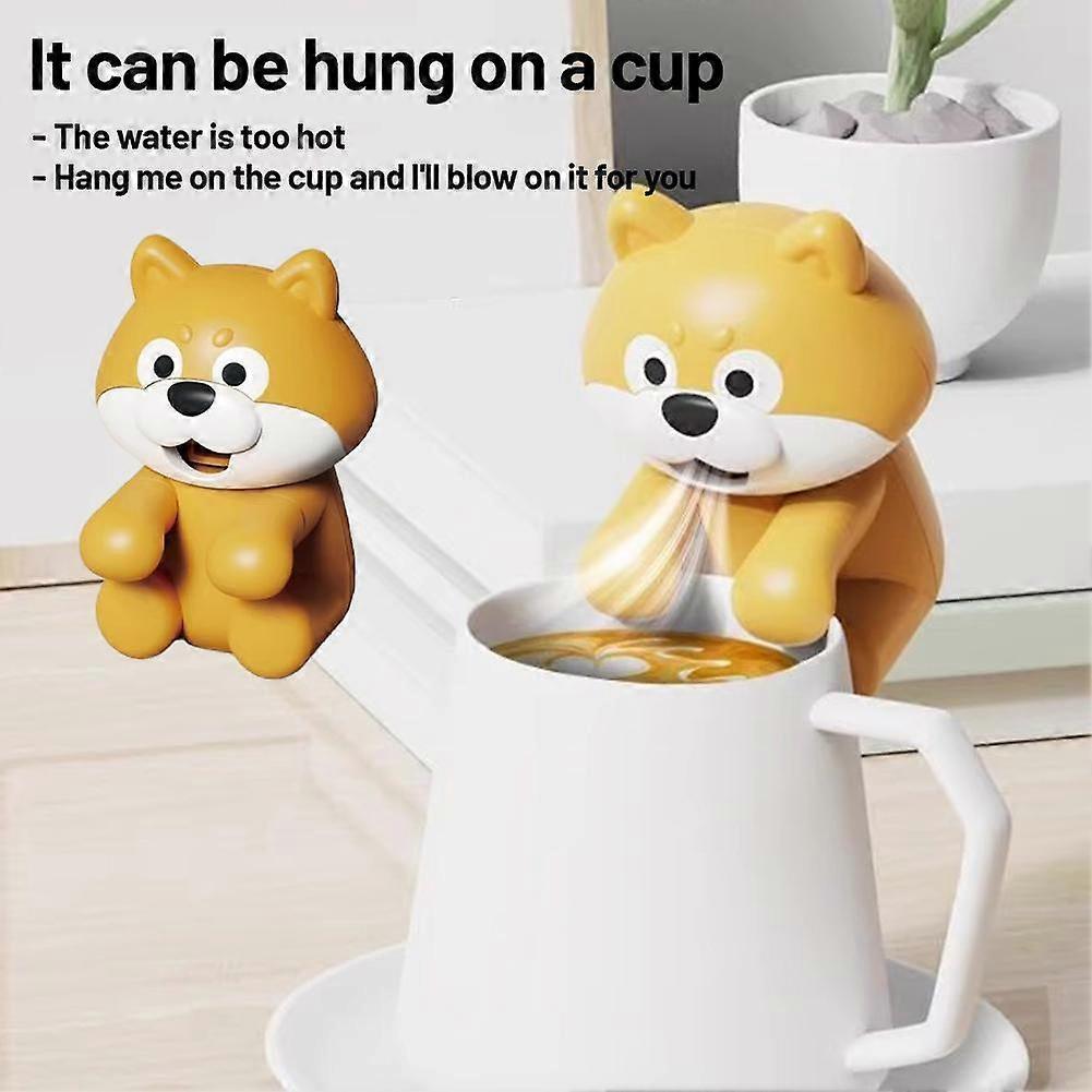 Village Dog Blowing Fan Mini Cartoon Mouth Bowl Mouth Blowing Hot Water Cooling Artifact Portable Eating Fun Cute