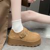 Thick-soled Small Man Buckle Borken Single Shoes Women's Winter New Shallow Mouth One Pedal Big Head