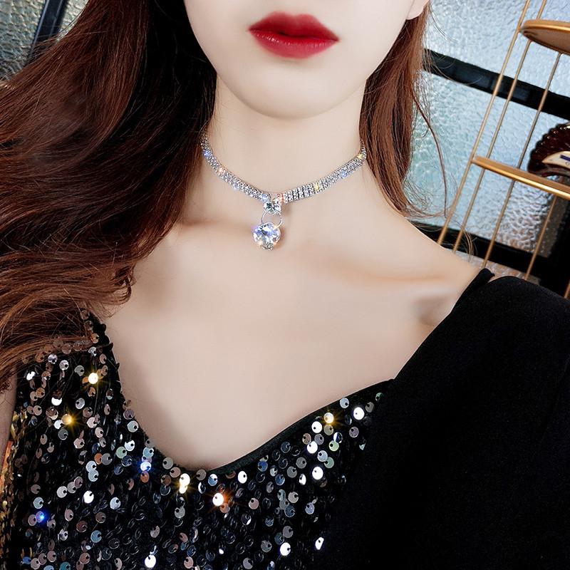 Choker Neck Chain Collarbone Chain Japanese and Korean Internet Celebrities Ins Personalized Neck Strap Neck Jewelry Short Crystal Ladies Necklace