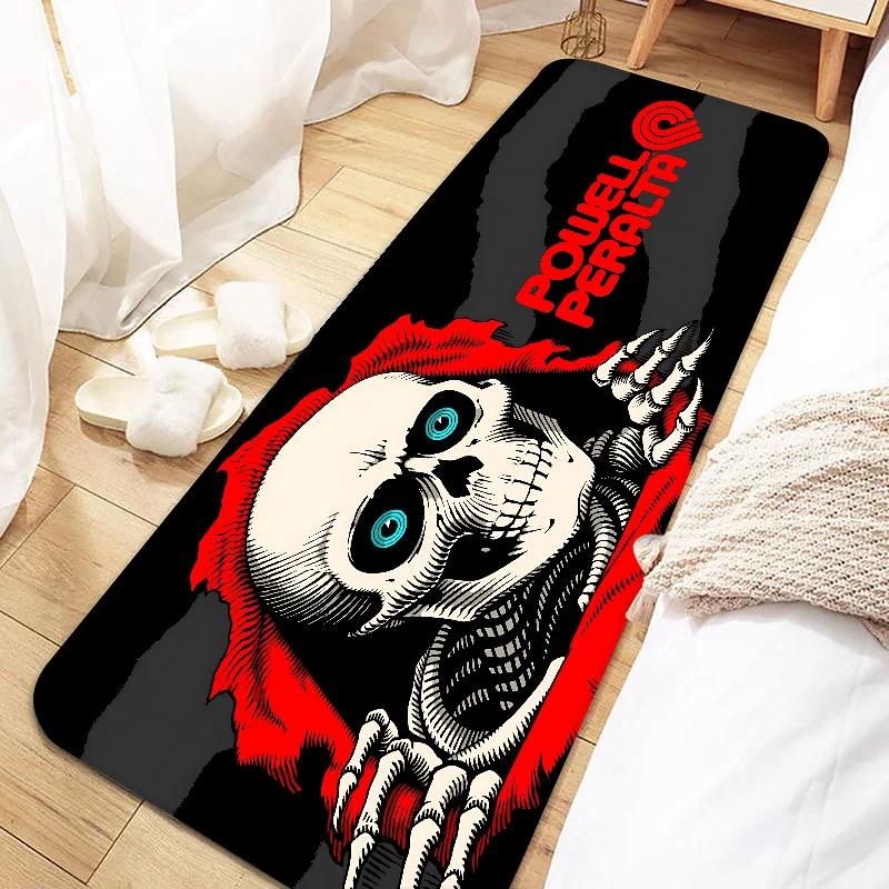 Skateboard P-Powells Wing Skull P-Peraltas Door Mat Entrance Non-slip Washable Kitchen Carpet Living Room Hallway Rugs Bathroom