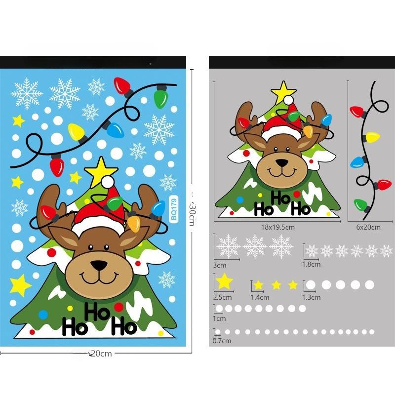 Christmas Snowflake Elk Snowman Glass Sticker Noel Ornaments Xmas Wall Stickers Merry Christma Decor Happy New Year Sticker