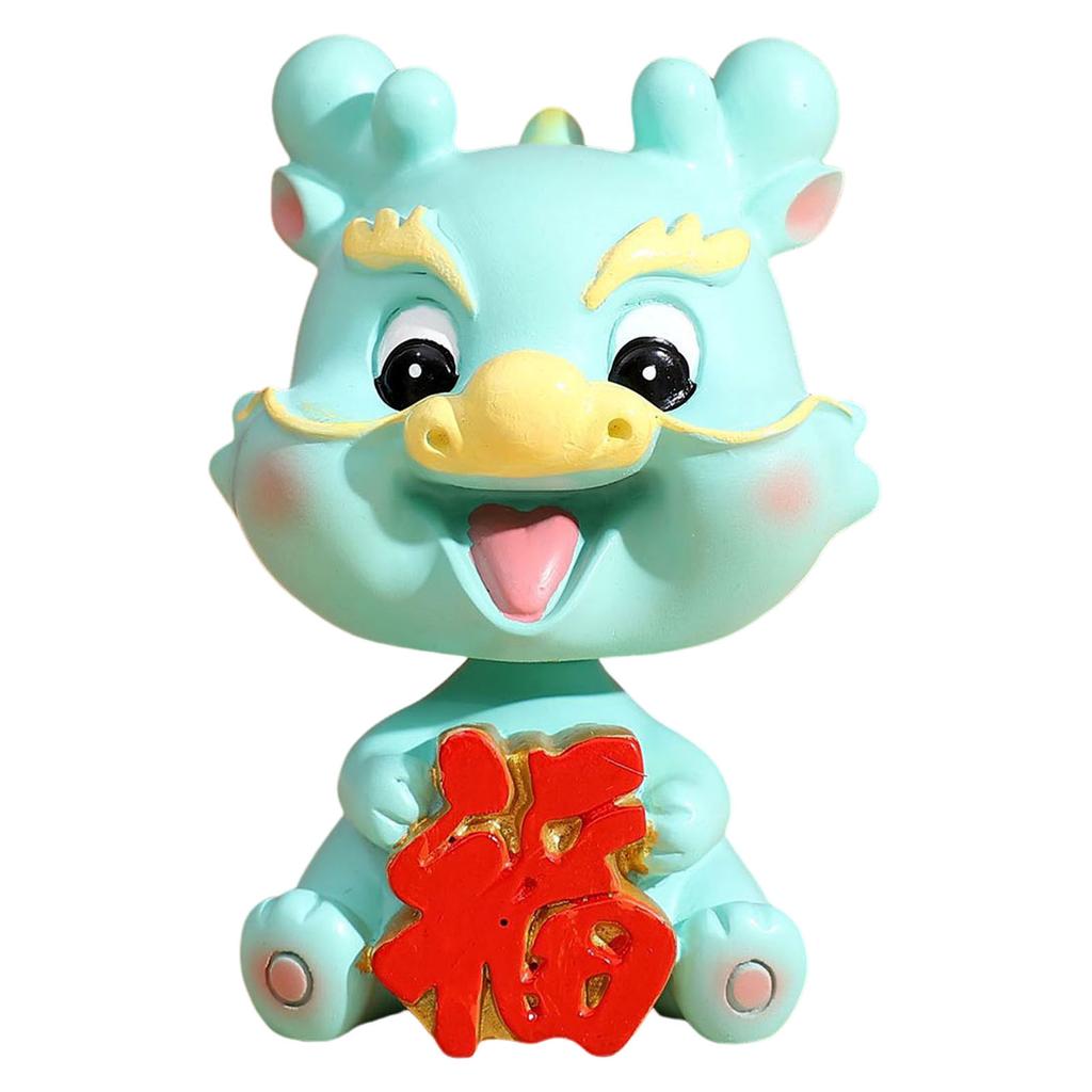 Bobblehead Dragon Decor Resine Car Dashboard Tabletop Ornament with Nodding Head Design for Office Home Cafe Gift