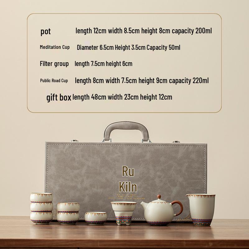 Ru Ware Kung Fu Tea Set: Premium Hospitality Gift for Leaders and Elders 48*23*12