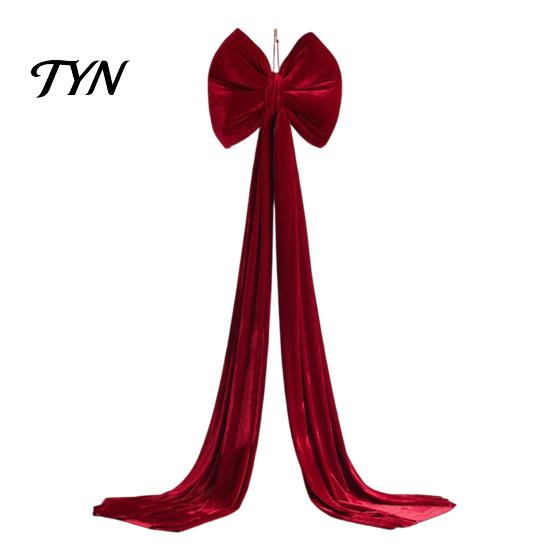 Reusable Event Ornaments Large Burgundy Velvet Bow, Giant Hanging Wall Decor for Fireplace Embellishments Wedding Backdrop, Christmas Tree Topper,