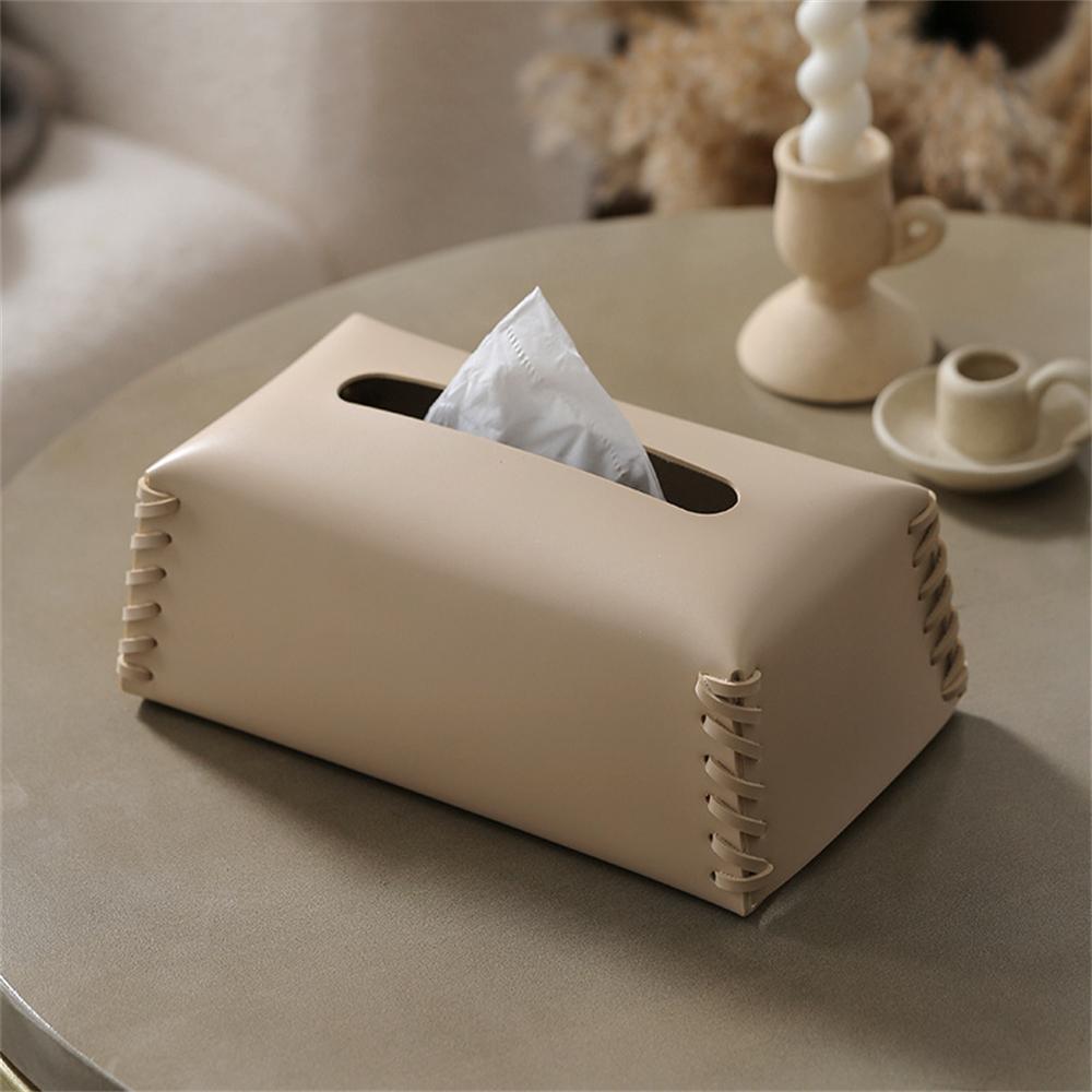 

Luxury Pu Leather Tissue Box Hand-Woven Table Napkin Holders Living Room Office Desktop Paper Towel Cover Creative Home Decor