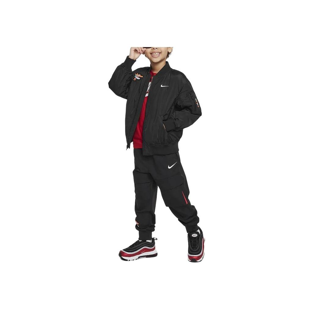 Nike Jacket Long Sleeve Embroidered Pattern Casual Kids jackets Black HF7090-010