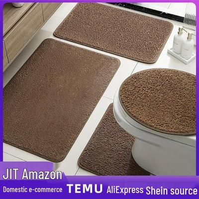 Four-Piece Plain Color Cashmere-Like Bathroom Mat Set: Non-Slip, Quick-Dry, Water-Absorbent Toilet and Door Mats