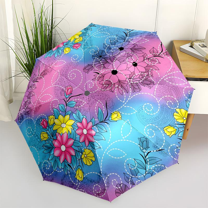 1pc Floral Pattern Design Umbrella with Plastic Handle,Suitable for All Seasons Umbrellaptys26020