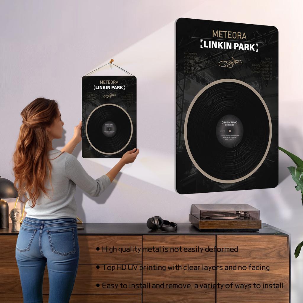 Linkin Park Meteora Álbum Vinil Design Sinal Vinil Álbum Metal Poster Quarto Sinais de metal personalizáveis para parede da sala de casa arte de parede