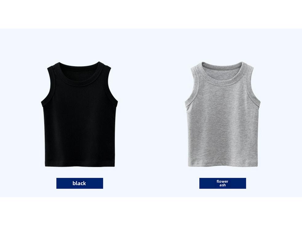 27kids Tanktop für Kinder im koreanischen Stil mit Unifarbe - Sommerkollektion 2025