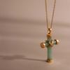 Personalized Valentine'S Day Limited Cross, Water Drop Pendant, Paperclip Necklace, Electroplated Gold Color Retention