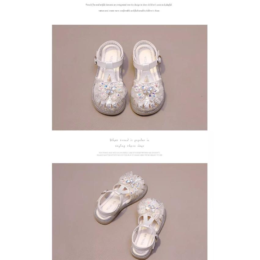 Dívčí sandály Dětské princeznovské boty Nové letní Boty s měkkou podrážkou s křišťálovou mašlí na špičce Boty s osmi drápy