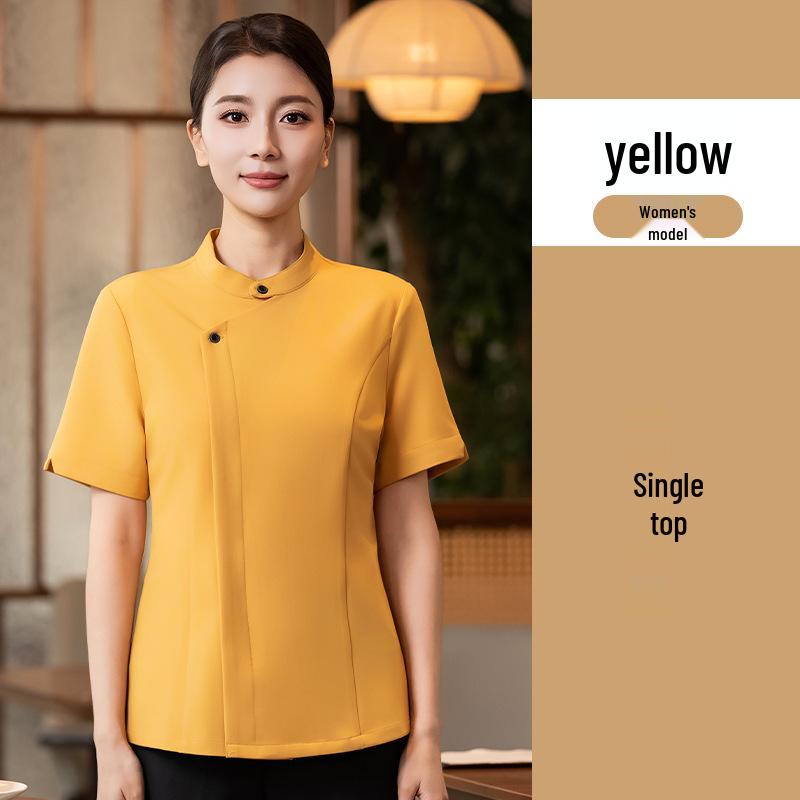 Chinesischer Tee & Hot Pot Uniform - Kurzarm Nationaler Stil für Restaurant- & Café-Personal